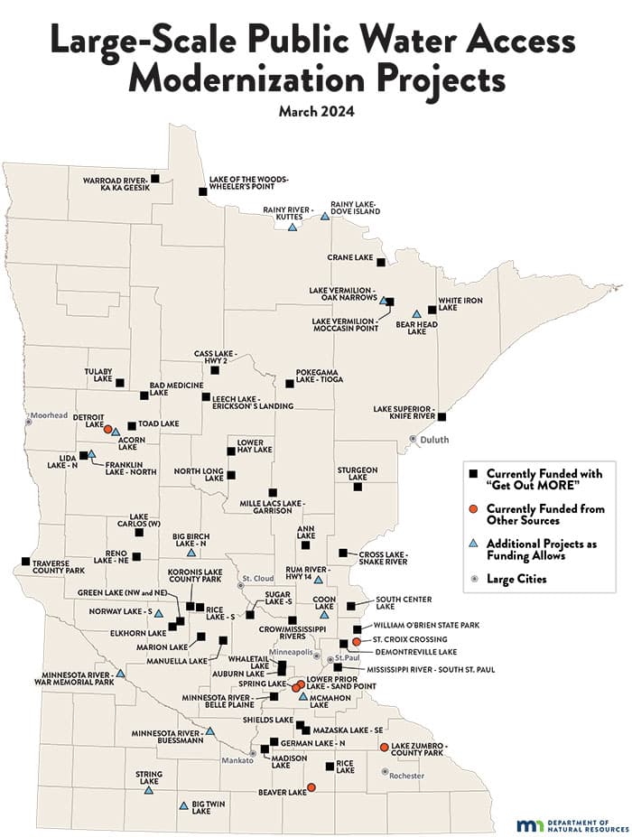 MN DNR Map of planned water access projects 