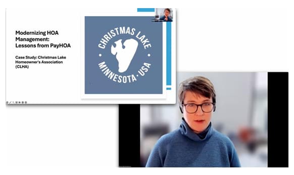 image of Margrette Newhouse and logo of the Christmas Lake Association