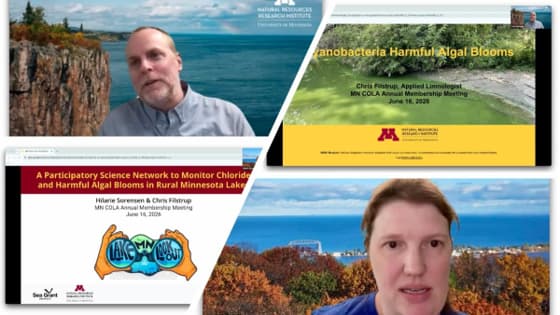 Open image for harmful algae blooms (HABs) showing Chris Filstrup and Hilary Sorenson, and an HAB